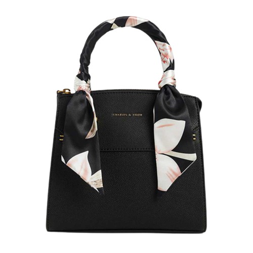 Túi Xách Charles & Keith Scarf-Wrapped Top Handle Bag Màu Đen [ CK2-50781346-3 ]