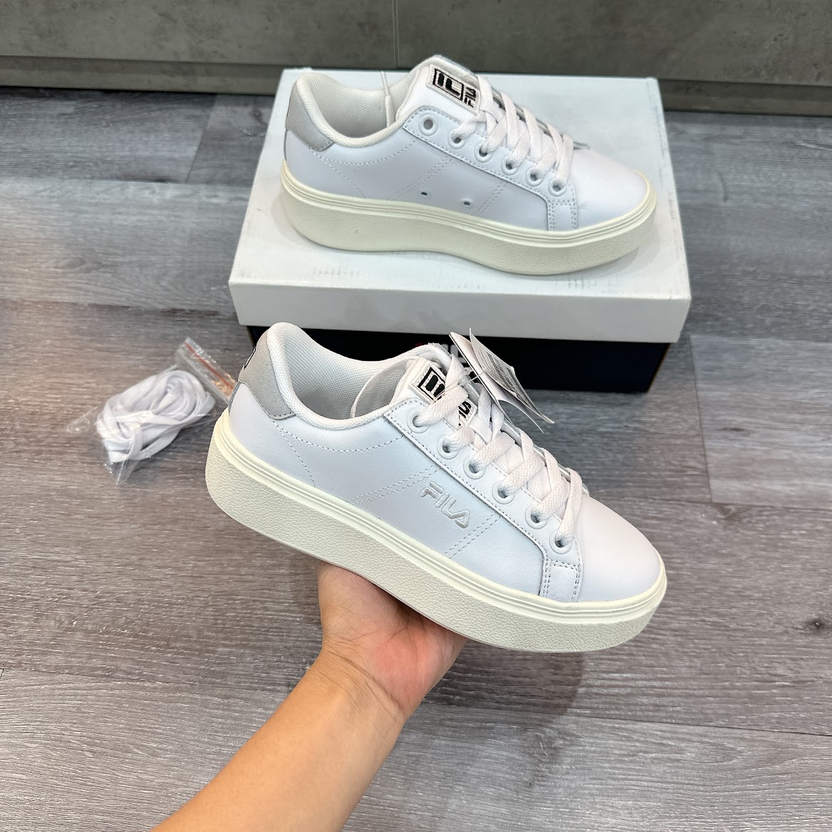 Giày Fila Court Plumpy White Grey [ 1TM01397D 100 ]