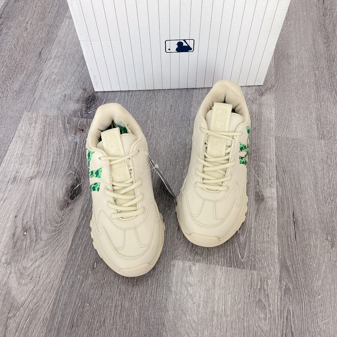 Giày MLB Big Ball Chunky NY Camo Logo Green Logo [3ASHCGM2N-50IVS]