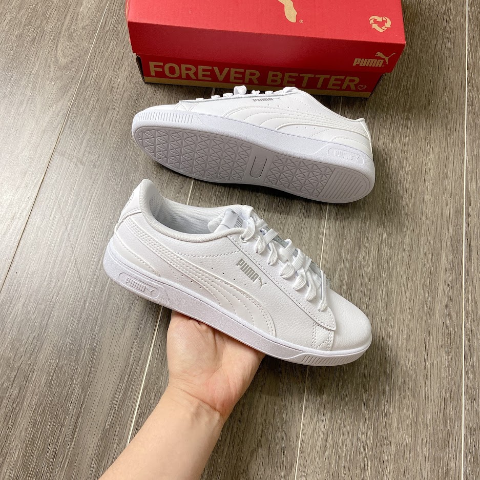 Giày Puma Vikky V3 Leather White Silver [ 383115 02 ]