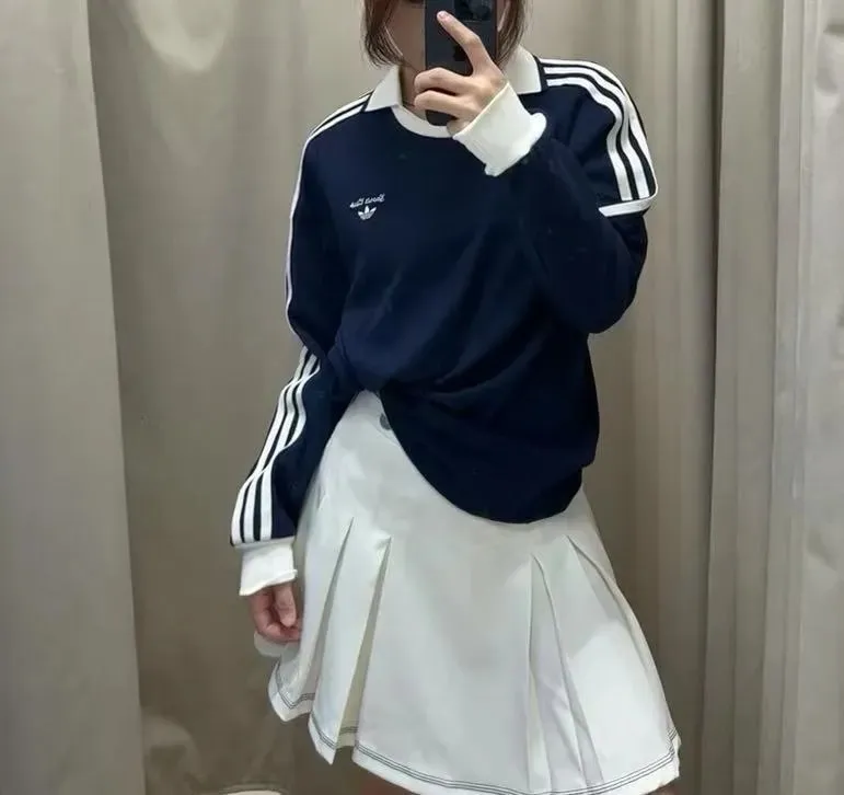 Áo Adidas Retro Sport Sporty Club Long Sleeves Blue [ JM8012 ]