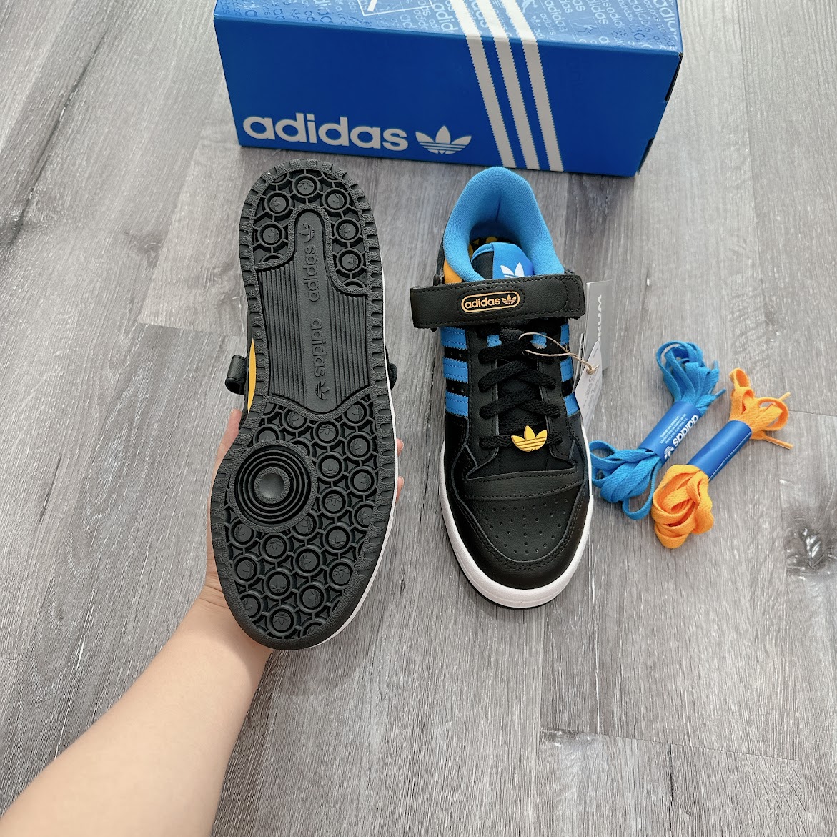 Giày Adidas Forum Low Black Pulse Blue Collegiate Gold [ FZ5890 ]