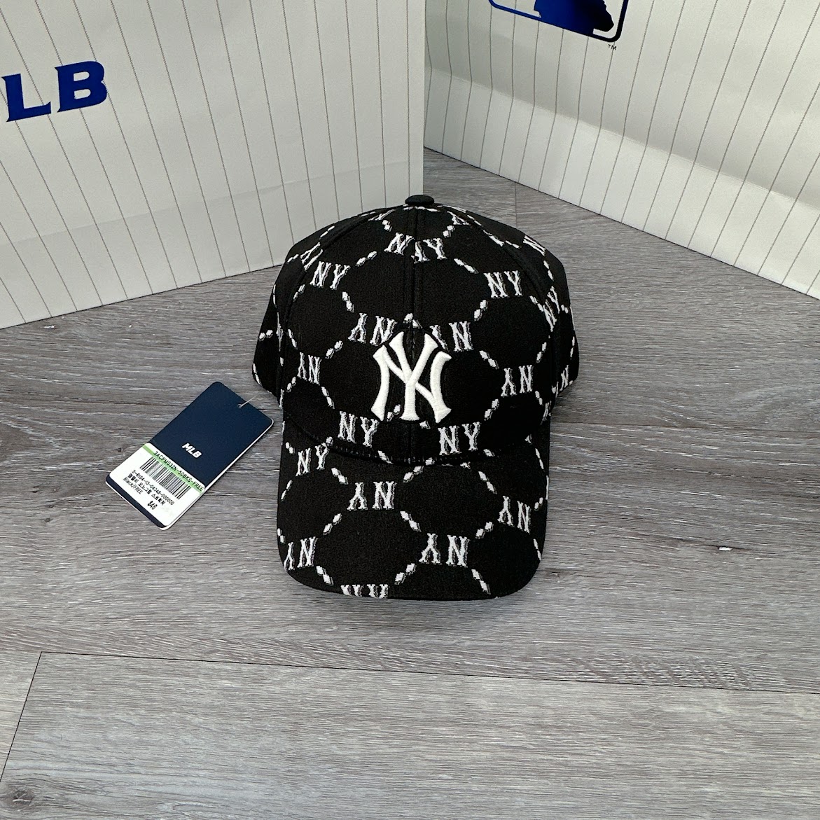 Mũ MLB Monogram Diamond Structure Ball Cap New York Yankees Màu Đen 3ACPM032N-50BKS