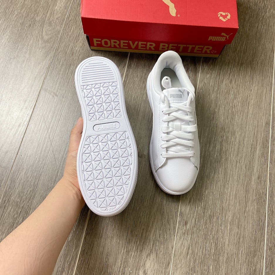 Giày Puma Vikky V3 Leather White Silver [ 383115 02 ]