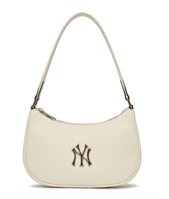 Túi MLB Monogram Embossed Hobo NY Màu Trắng [3ABQS022N-50CRS]