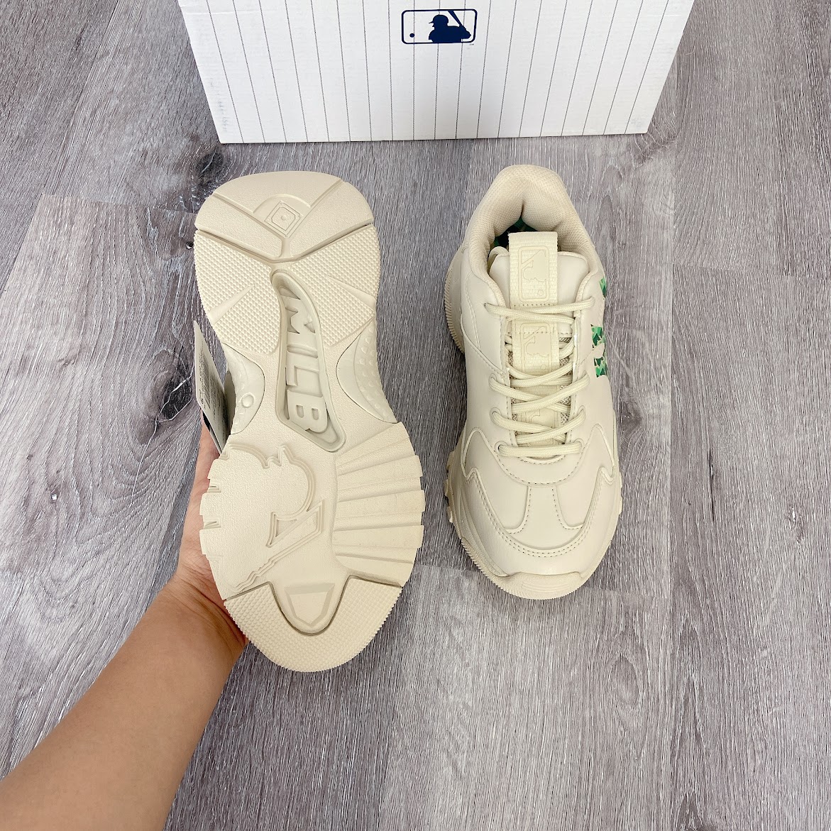 Giày MLB Big Ball Chunky NY Camo Logo Green Logo [3ASHCGM2N-50IVS]