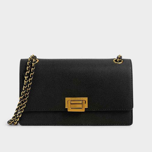 Túi Đeo Vai Charles & Keith Chain Strap Evening Bag Màu Đen [ CK2-20840317-8 ]