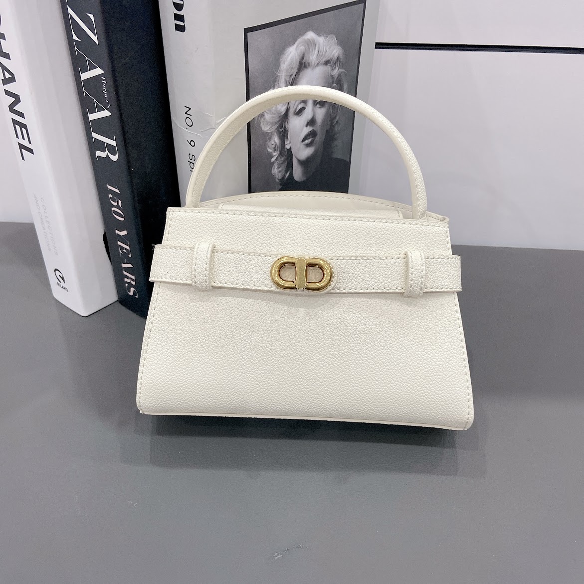 Túi Charles & Keith Aubrielle Metallic-Buckle Top Handle Bag - Cream [ CK2-50270880 ]