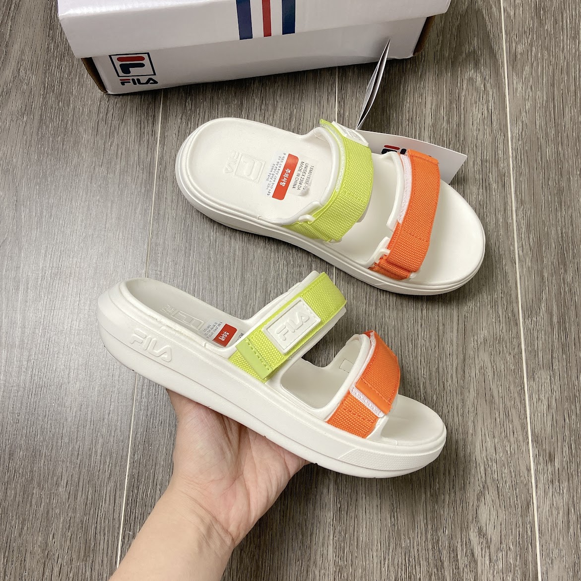 Dép Sandal không quai FILA PONG SD Mẫu mới 2022 Orange Green [ 1SM01935E-131 ]