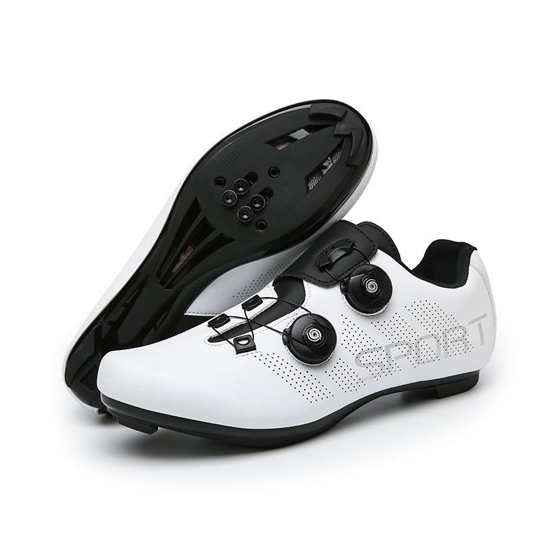 Giày can xe đạp road và mtb SPORT trắng 2 khoá vặn chữ to