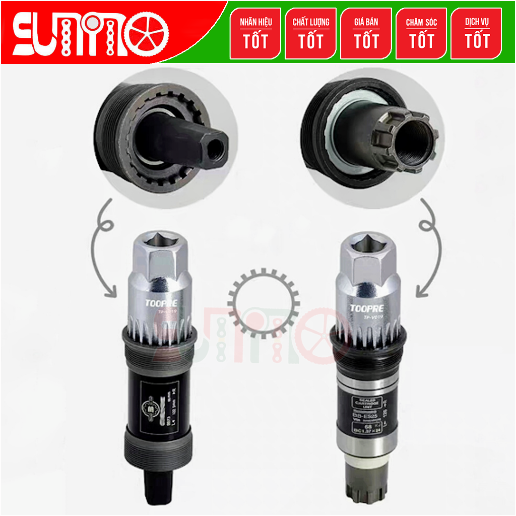 Cảo cốt giữa bạc đạn xe đạp TOOPRE TP-V20 thép xi