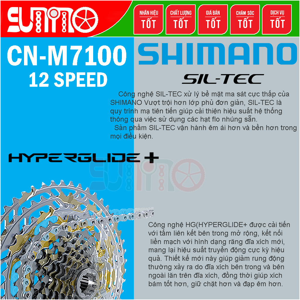 [Japan chính hãng] Sên xe đạp SHIMANO M7100 quick link 12speed