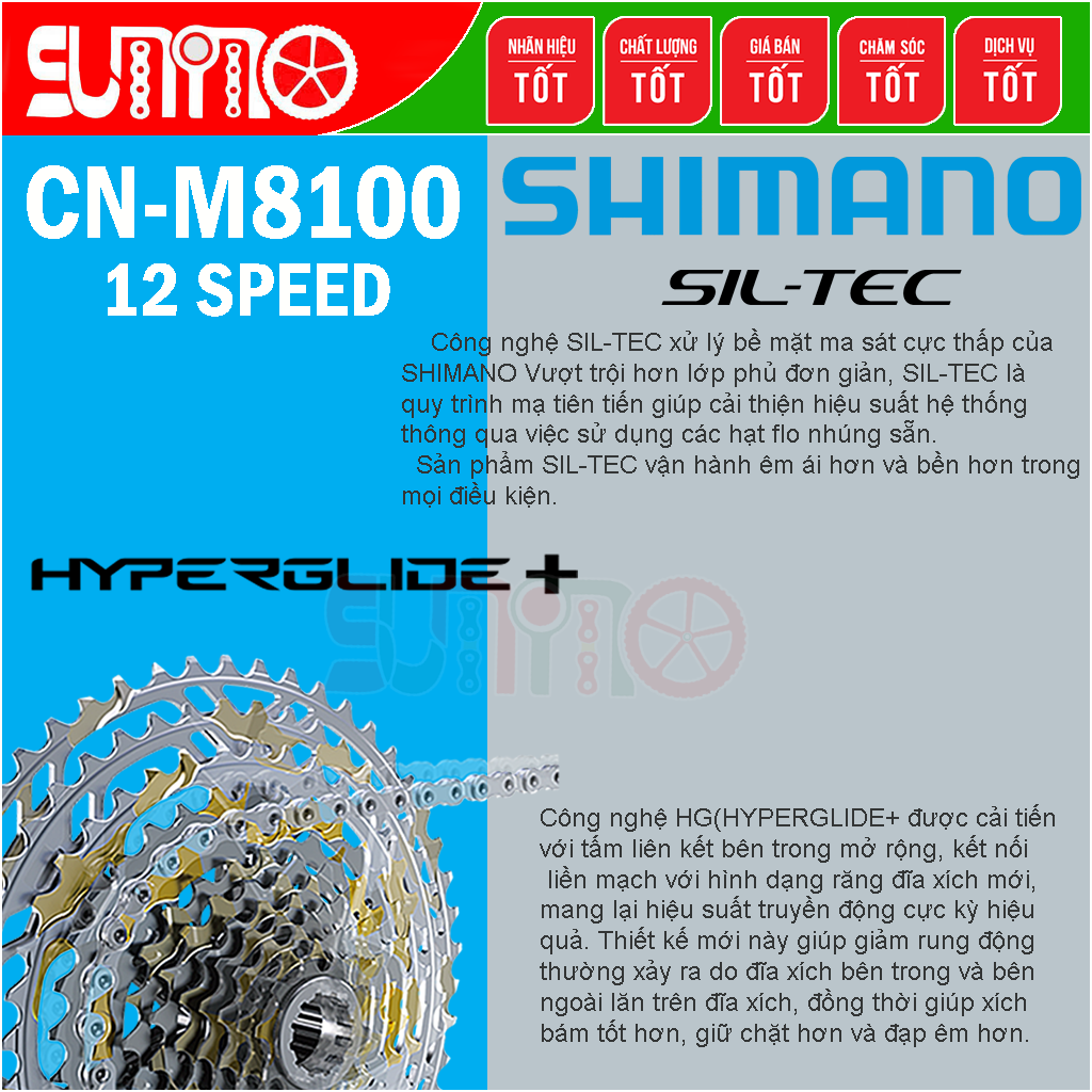 [Japan chính hãng] Sên xe đạp SHIMANO M8100 quick link 12speed
