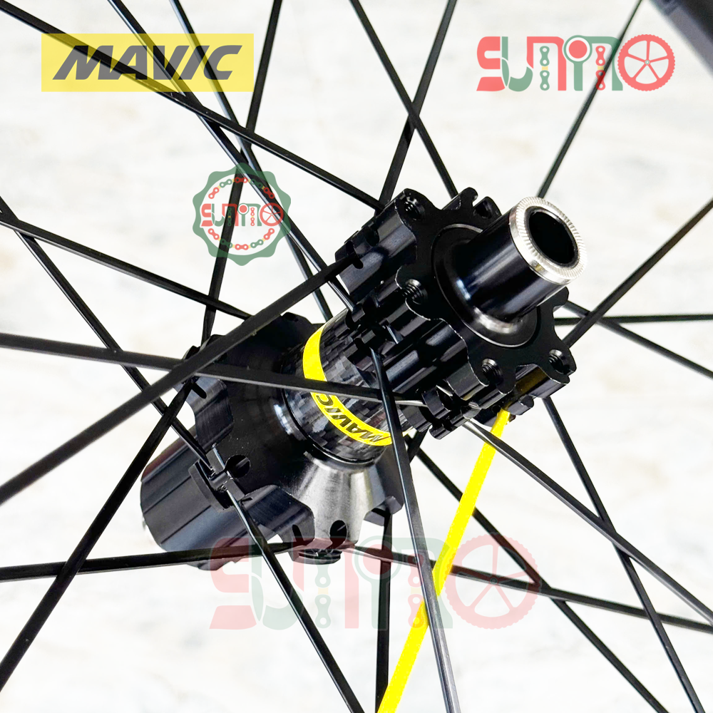 Vành bộ nhôm 4cm xe đạp road MAVIC Cosmic Elite hub THRU áo carbon cối thả HG thắng dĩa 6 ốc