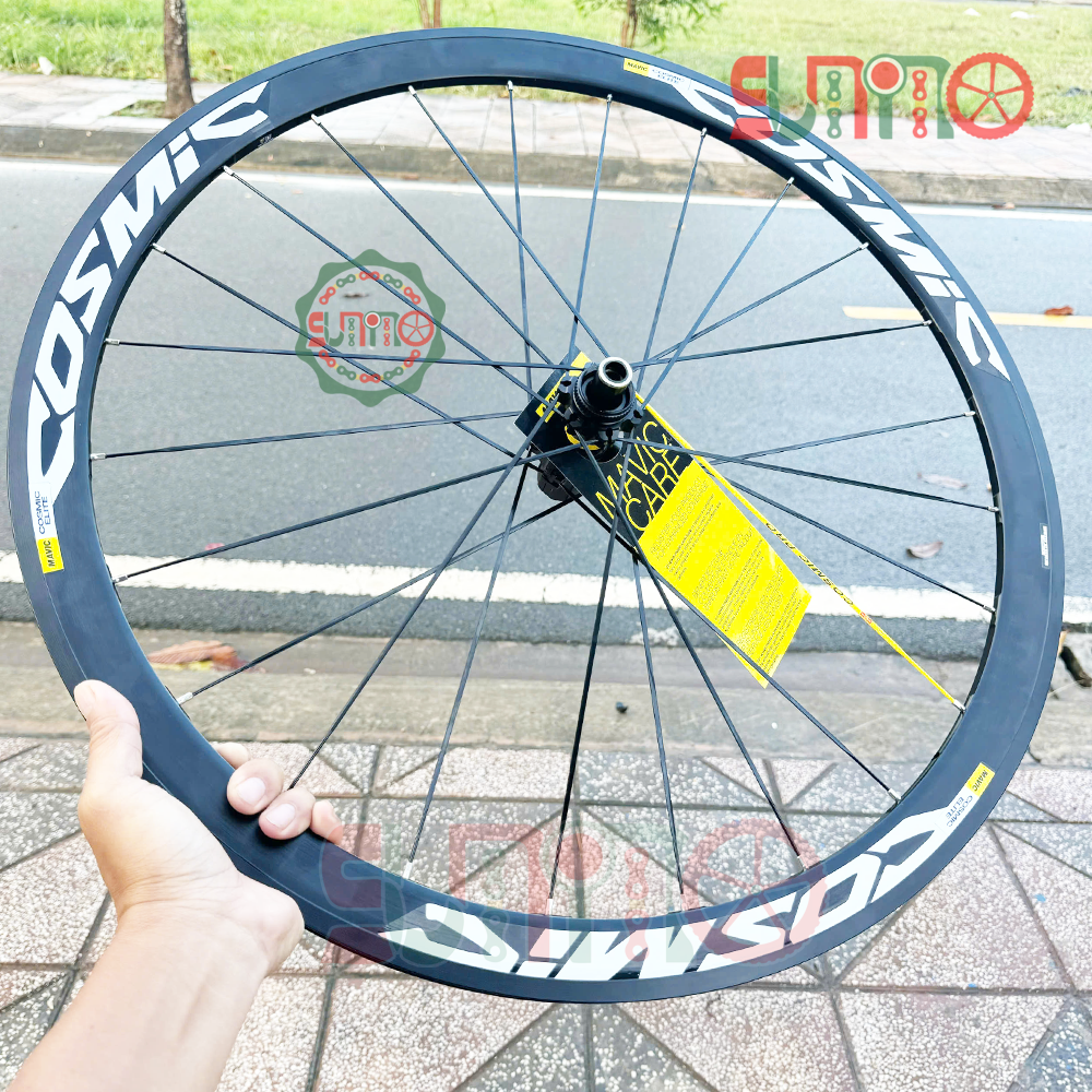 Vành bộ nhôm 4cm xe đạp road MAVIC Cosmic Elite hub THRU áo carbon cối thả HG thắng dĩa center lock