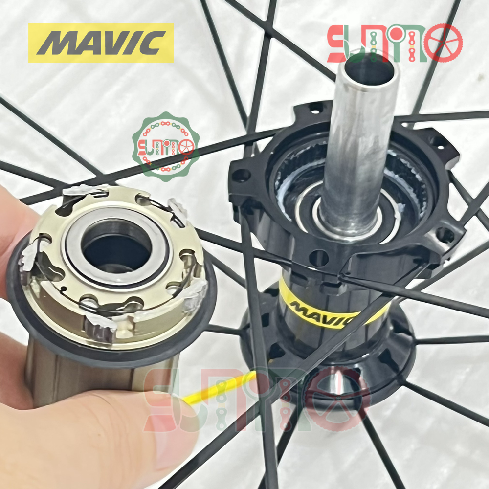 Vành bộ nhôm 4cm xe đạp road MAVIC Cosmic Elite hub THRU áo carbon cối thả HG thắng dĩa center lock