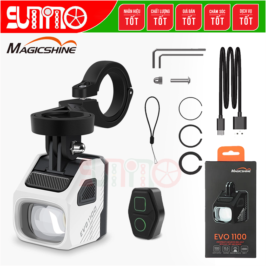 Đèn xe đap MAGICSHINE Evo 1100 kèm bát gắn fullbox chính hãng