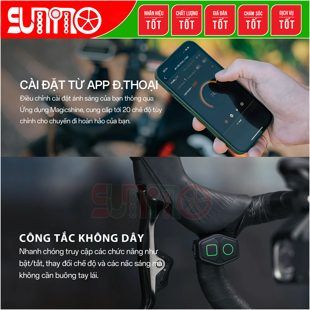 Đèn xe đap MAGICSHINE Evo 1100 kèm bát gắn fullbox chính hãng