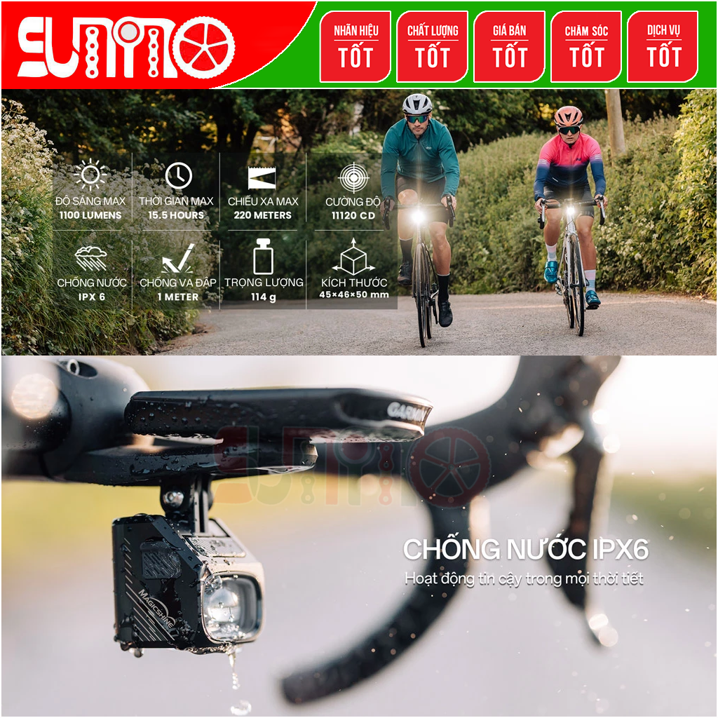 Đèn xe đap MAGICSHINE Evo 1100 kèm bát gắn fullbox chính hãng