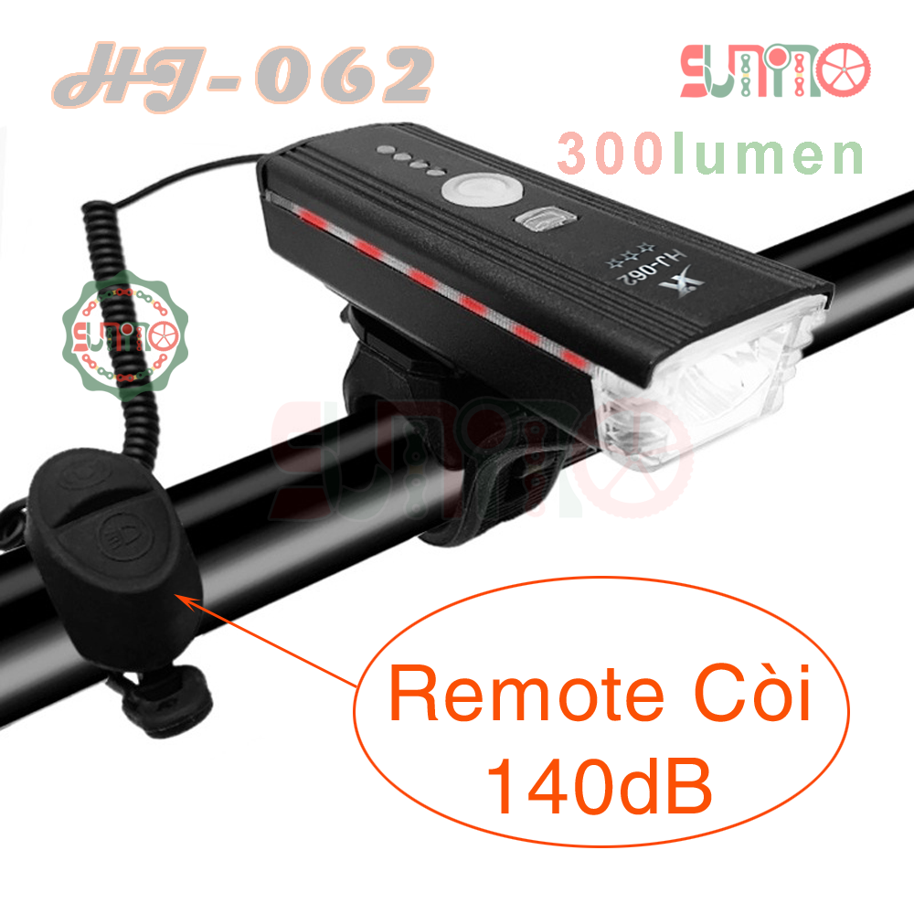 Đèn còi xe đạp HJ-062 300lumen có cảm biến anh sáng