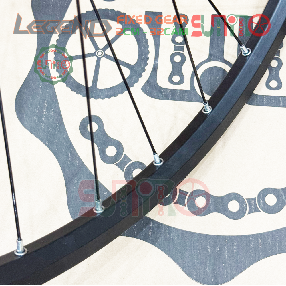 Vành bộ 2cm xe fixed gear hub LEGEND bạc đạn màu đen