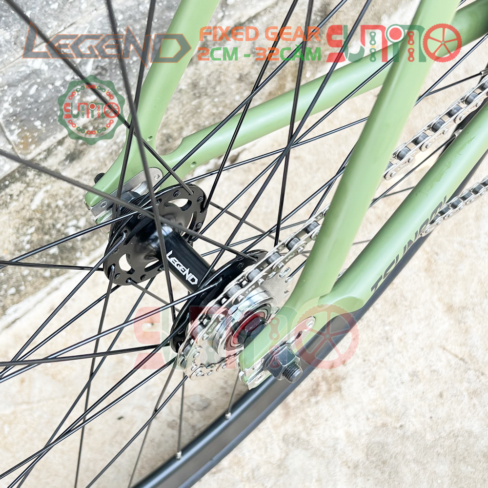 Vành bộ 2cm xe fixed gear hub LEGEND bạc đạn màu đen