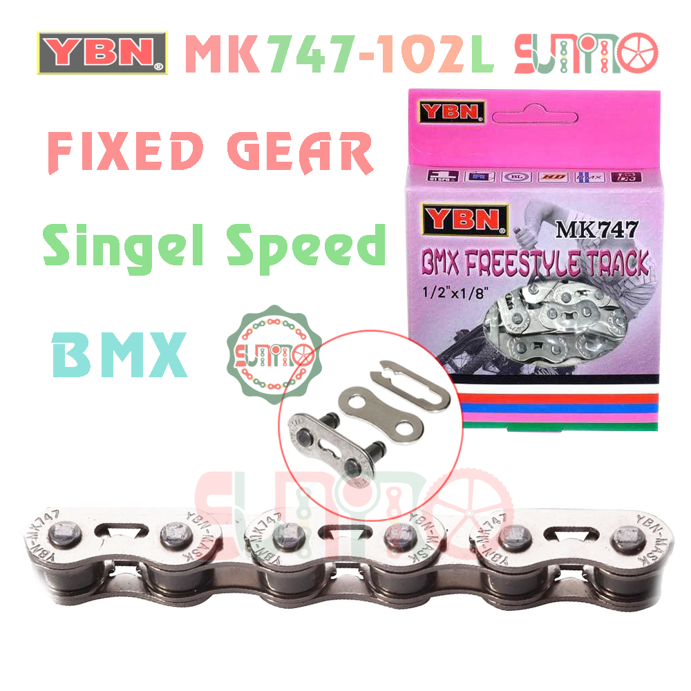 Sên xe đạp YBN KM747 102L single speed gắn xe BMX, fixed gear