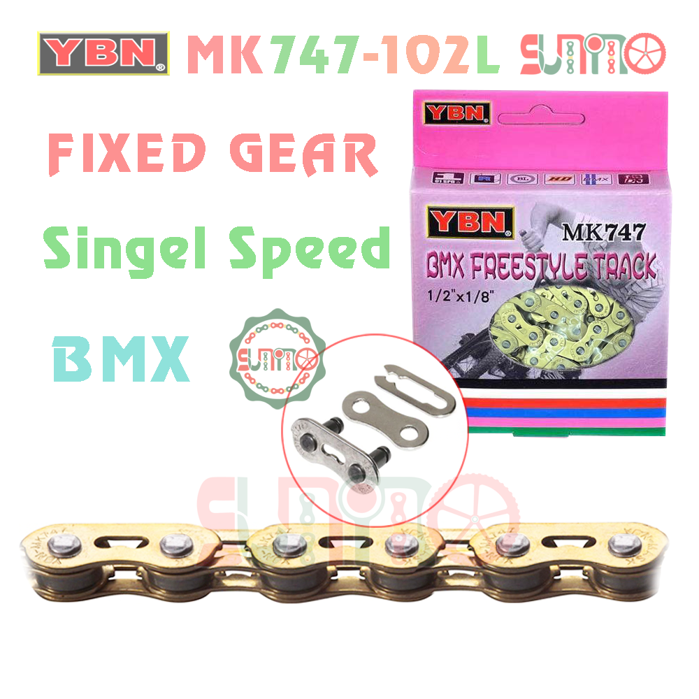 Sên xe đạp YBN KM747 102L single speed gắn xe BMX, fixed gear