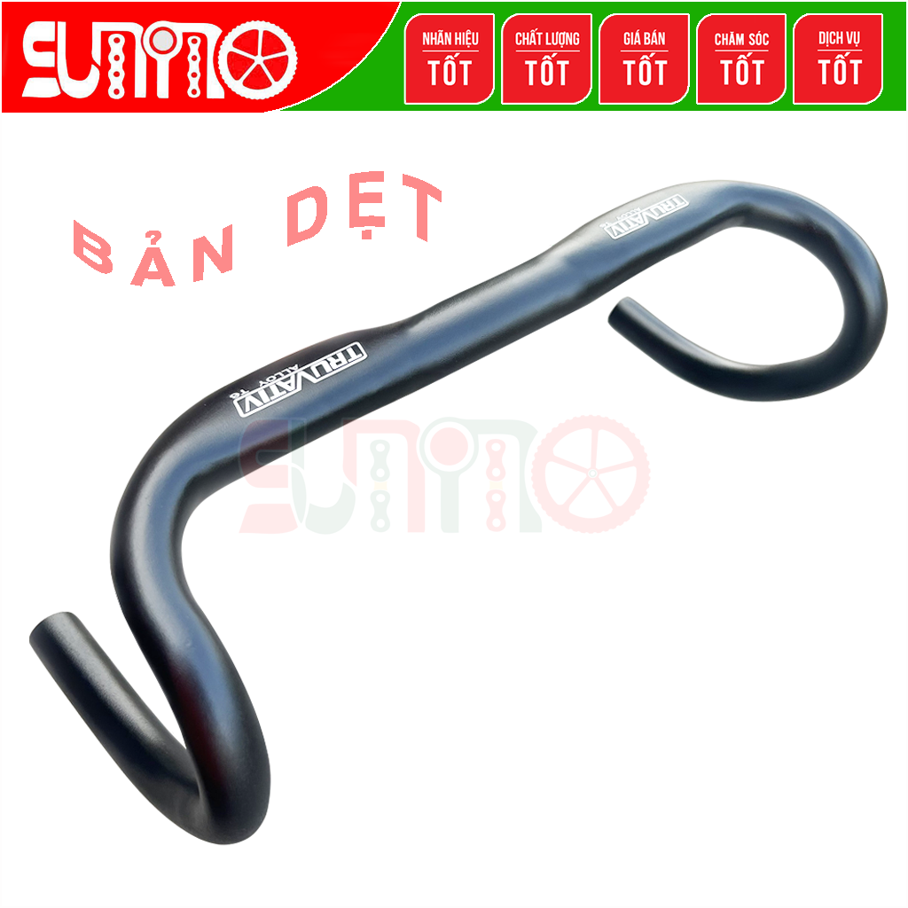 Ghi đông cong dẹt TRUVATIV 31.8x420 có lổ âm giây gắn xe đạp đua