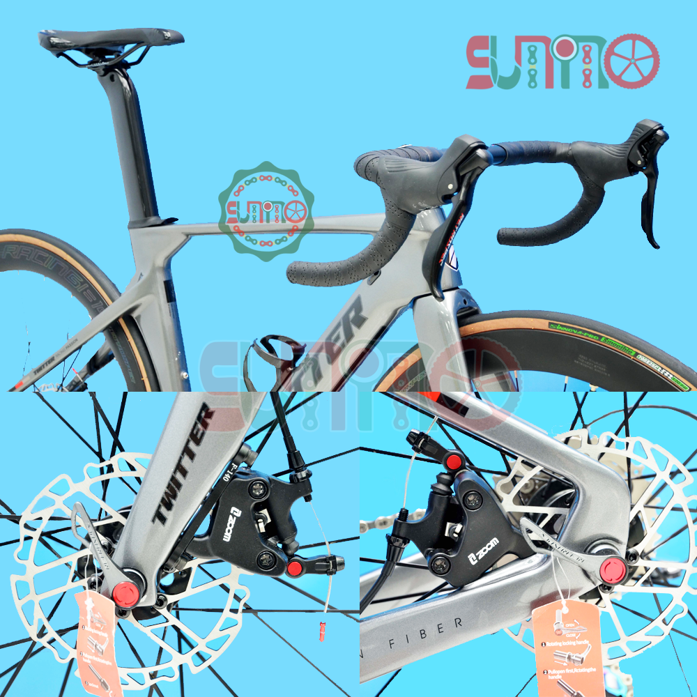 Xe đạp đua carbon TWITTER R10 RS-22S 2024 đen thắng dĩa