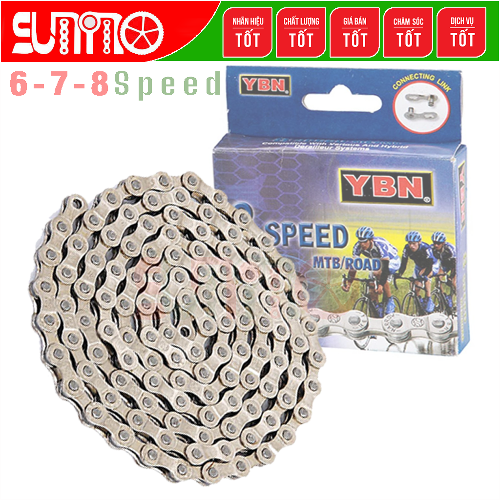 [CHÍNH HÃNG Taiwan] Sên xe đạp YBN S8-S2 116L hộp vuông