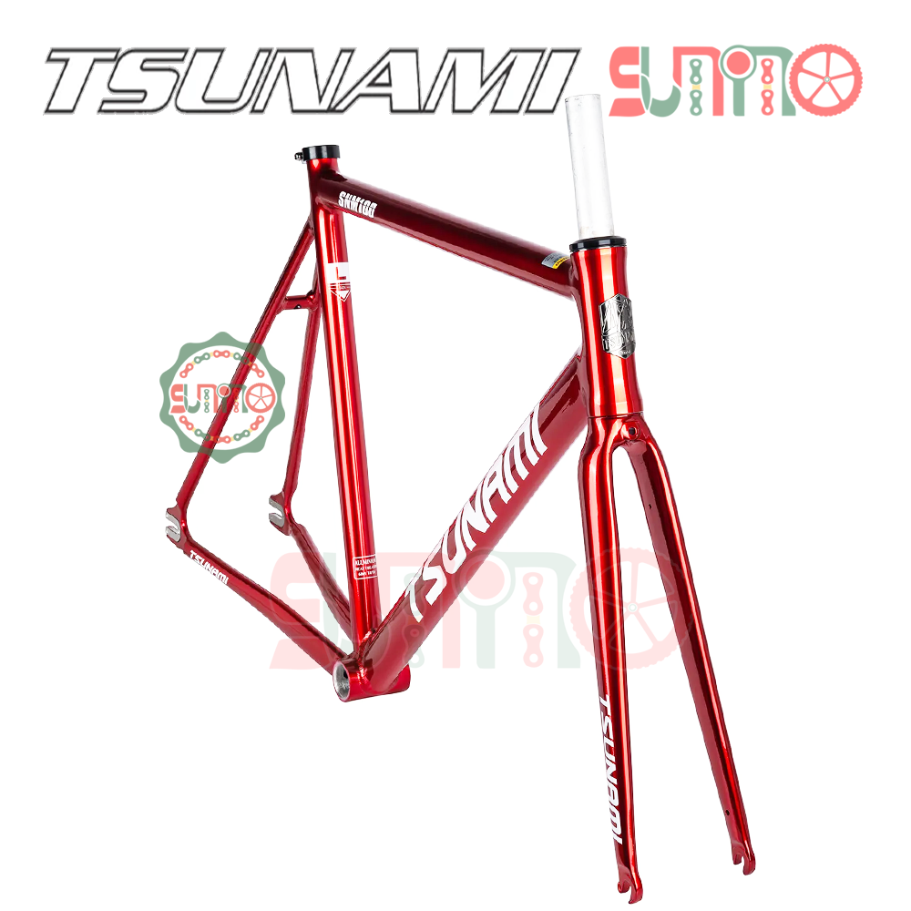 Sườn xe đạp fixed gear TSUNAMI SNM100 màu đỏ chính hãng