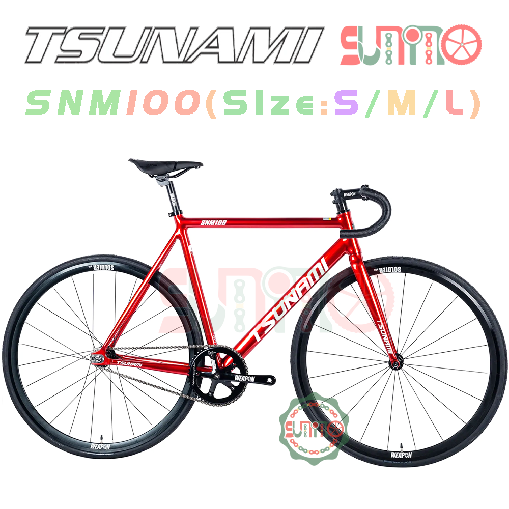 Sườn xe đạp fixed gear TSUNAMI SNM100 màu đỏ chính hãng