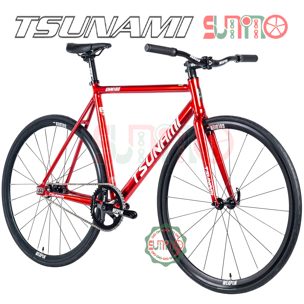 Sườn xe đạp fixed gear TSUNAMI SNM100 màu đỏ chính hãng
