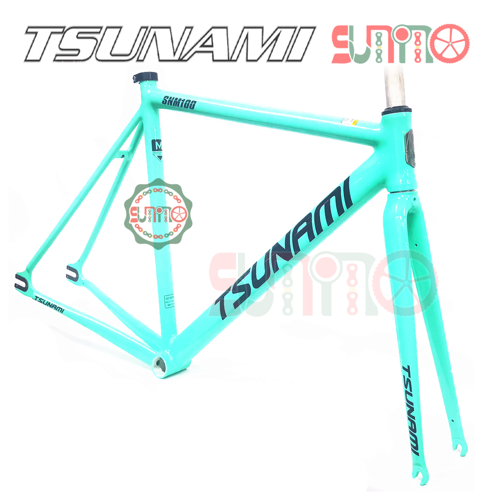 Sườn xe đạp fixed gear TSUNAMI SNM100 xanh ngọc chính hãng