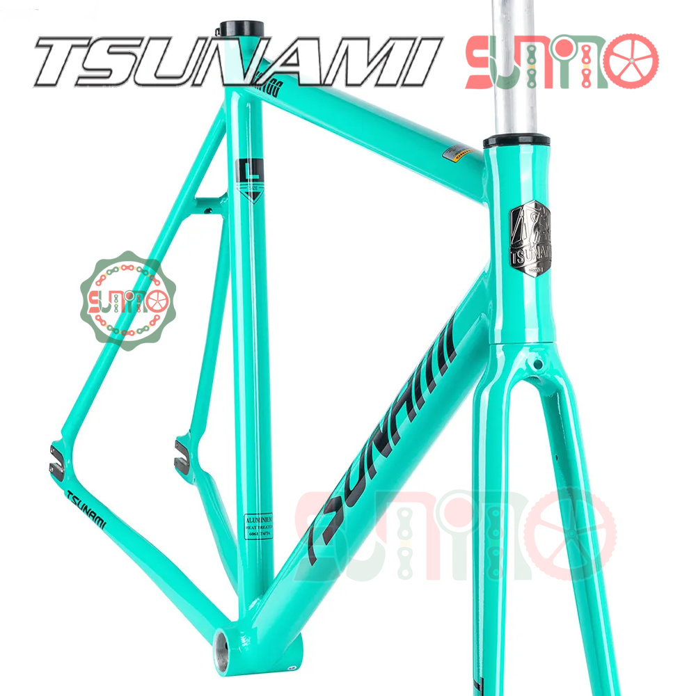Sườn xe đạp fixed gear TSUNAMI SNM100 xanh ngọc chính hãng
