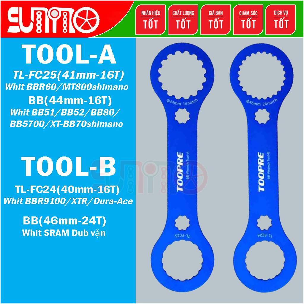 Cảo chén cốt giữa trục rỗng TOOPRE thân nhôm xi màu