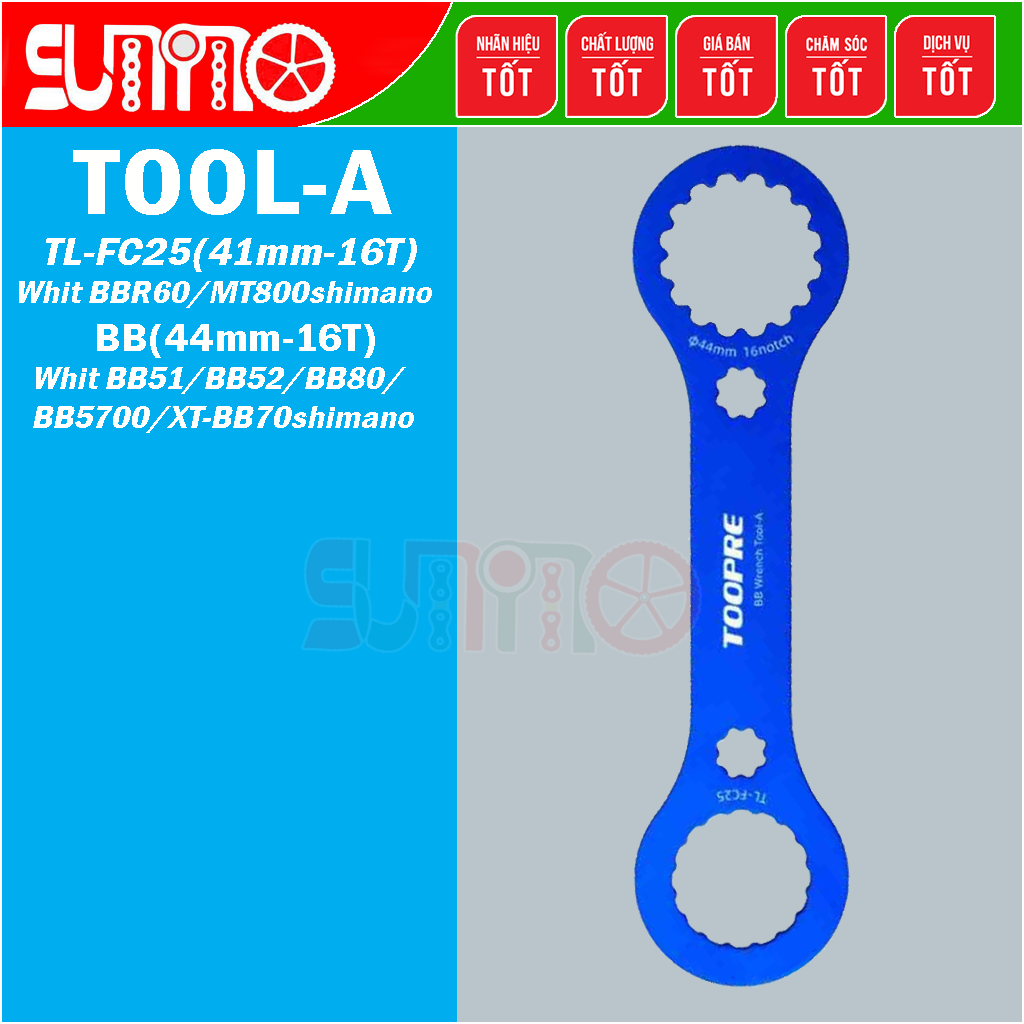 Cảo chén cốt giữa trục rỗng TOOPRE thân nhôm xi màu