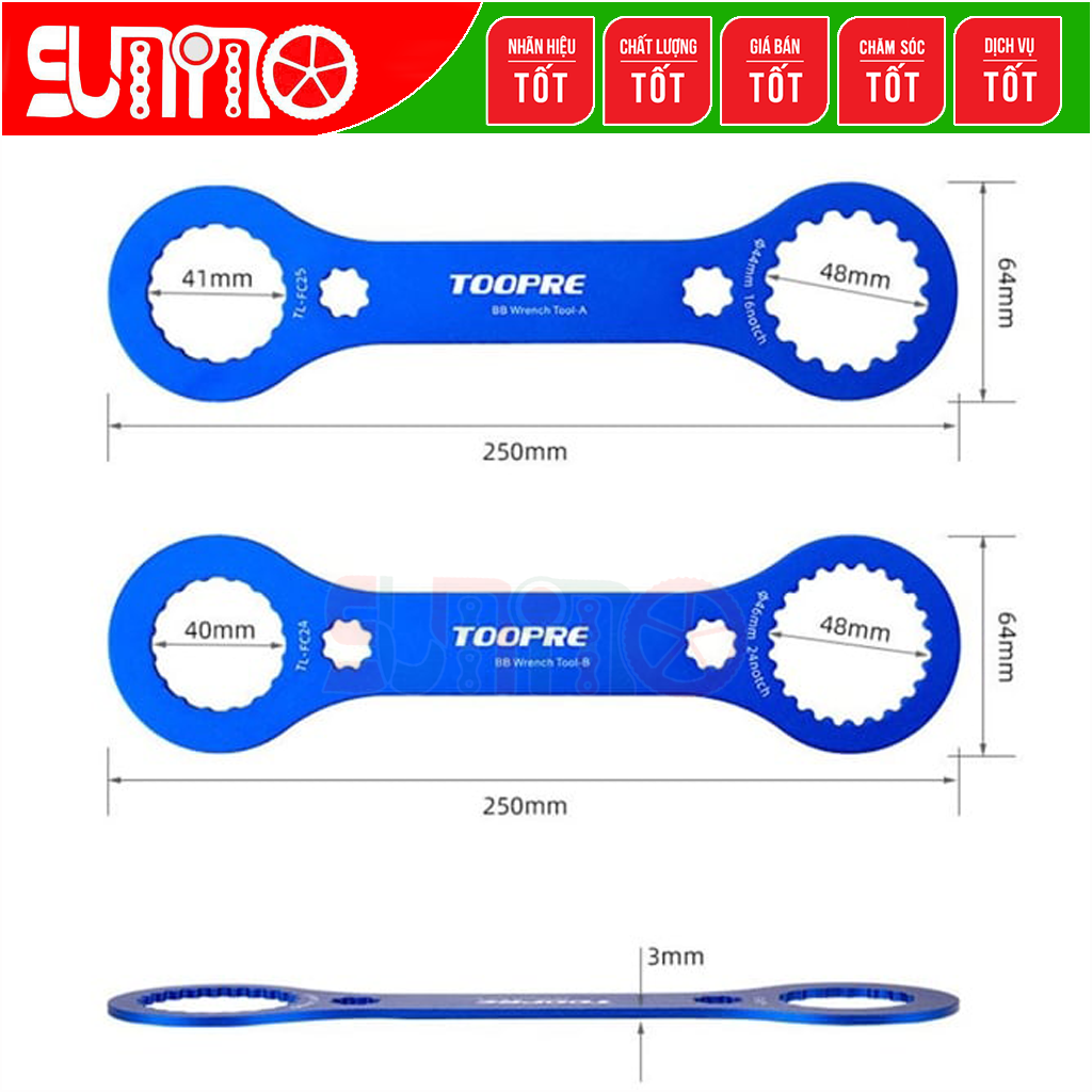 Cảo chén cốt giữa trục rỗng TOOPRE thân nhôm xi màu