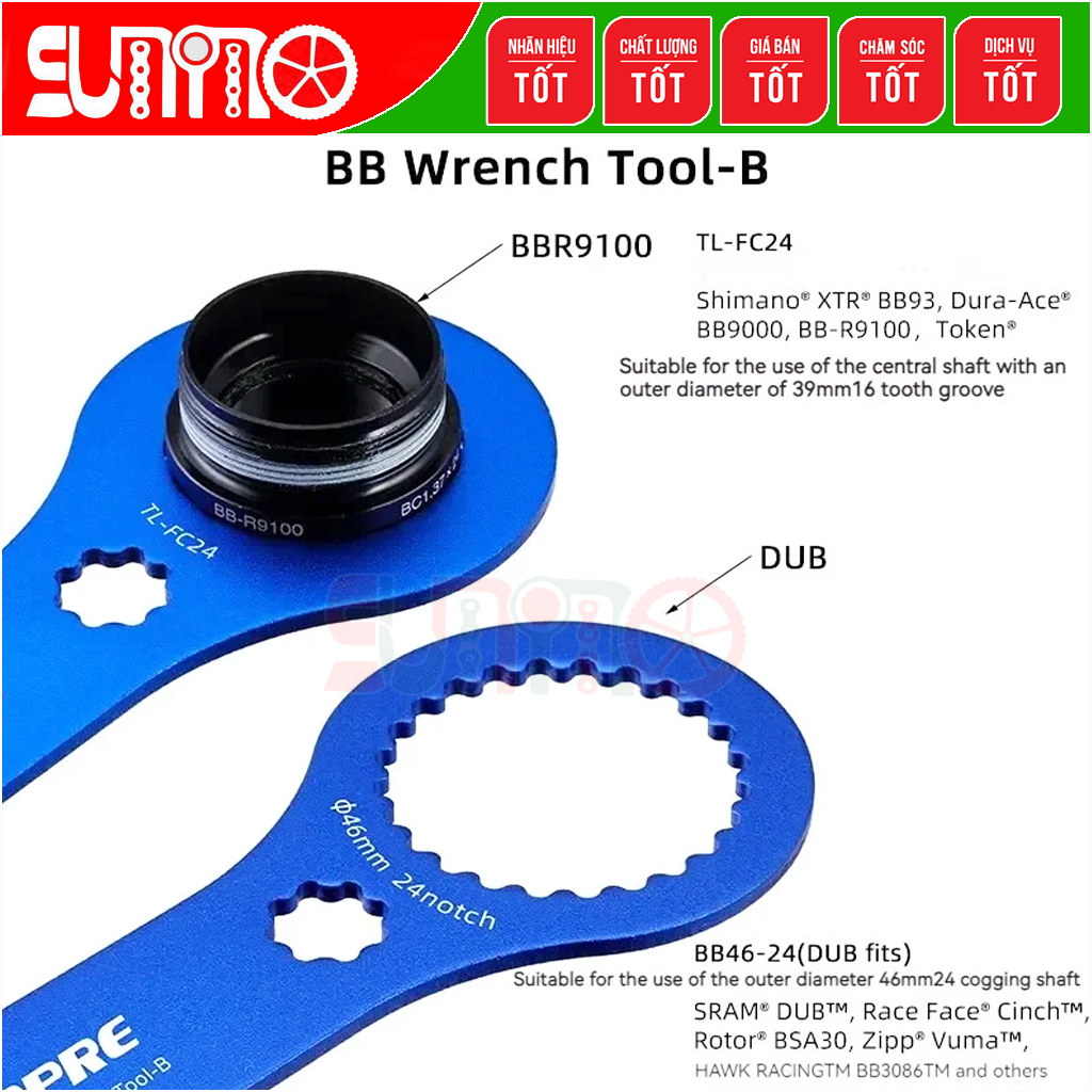 Cảo chén cốt giữa trục rỗng TOOPRE thân nhôm xi màu