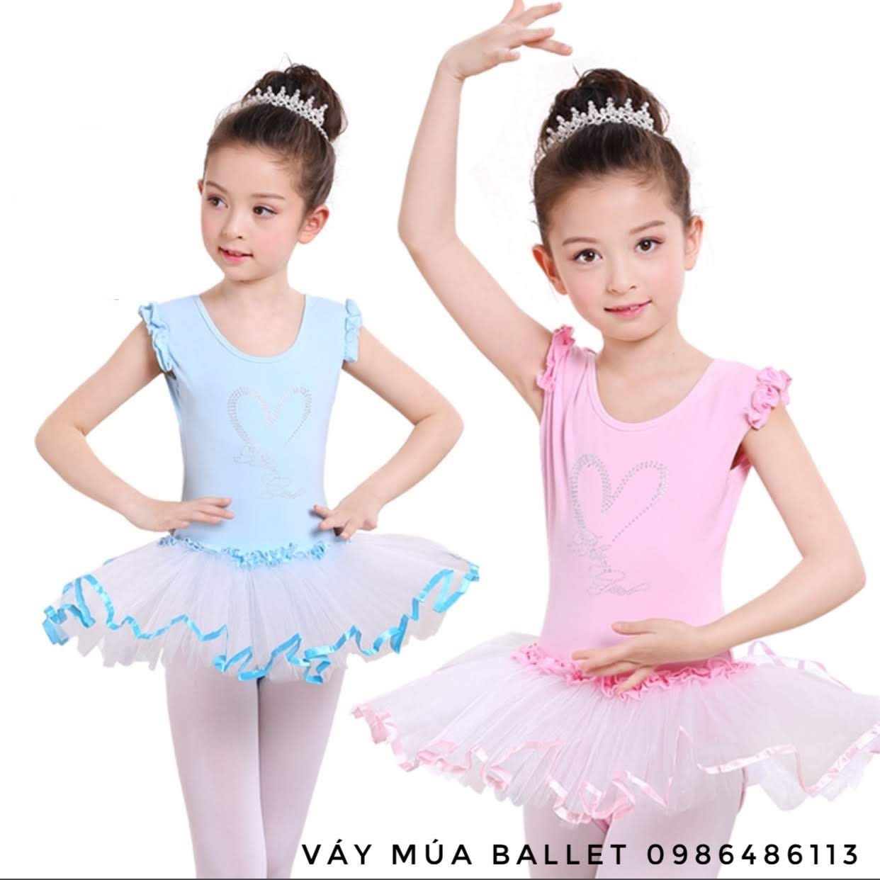 Mua Đầm múa ballet cho bé gái - Mẫu áo trắng 3 nơ lưng, váy chấm bi hồng |  Tiki