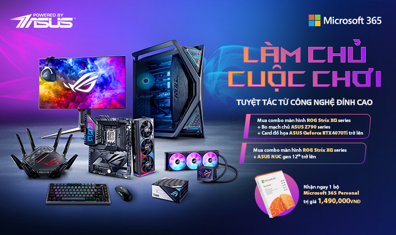 LÀM CHỦ CUỘC CHƠI - NHẬN NGAY BỘ PHẦN MỀM MICROSOFT OFFICE 365 PERSONAL KHI MUA SẢN PHẨM ASUS TỪ 01/07/2024 ĐẾN 30/09/2024