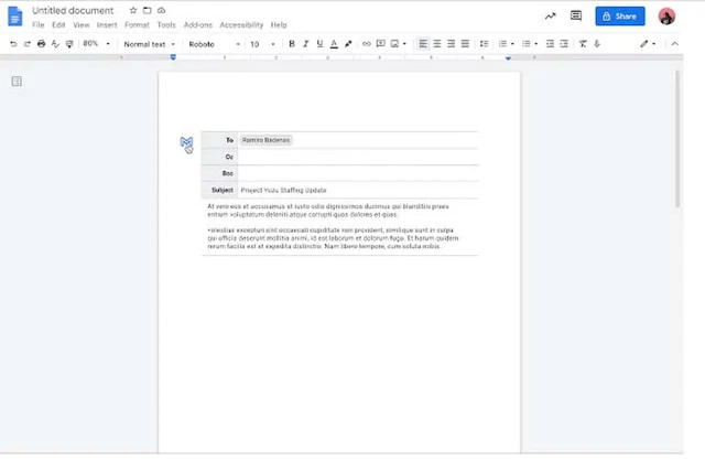 Google tích hợp Gmail vào Docs, cho phép soạn và gửi email siêu tiện lợi