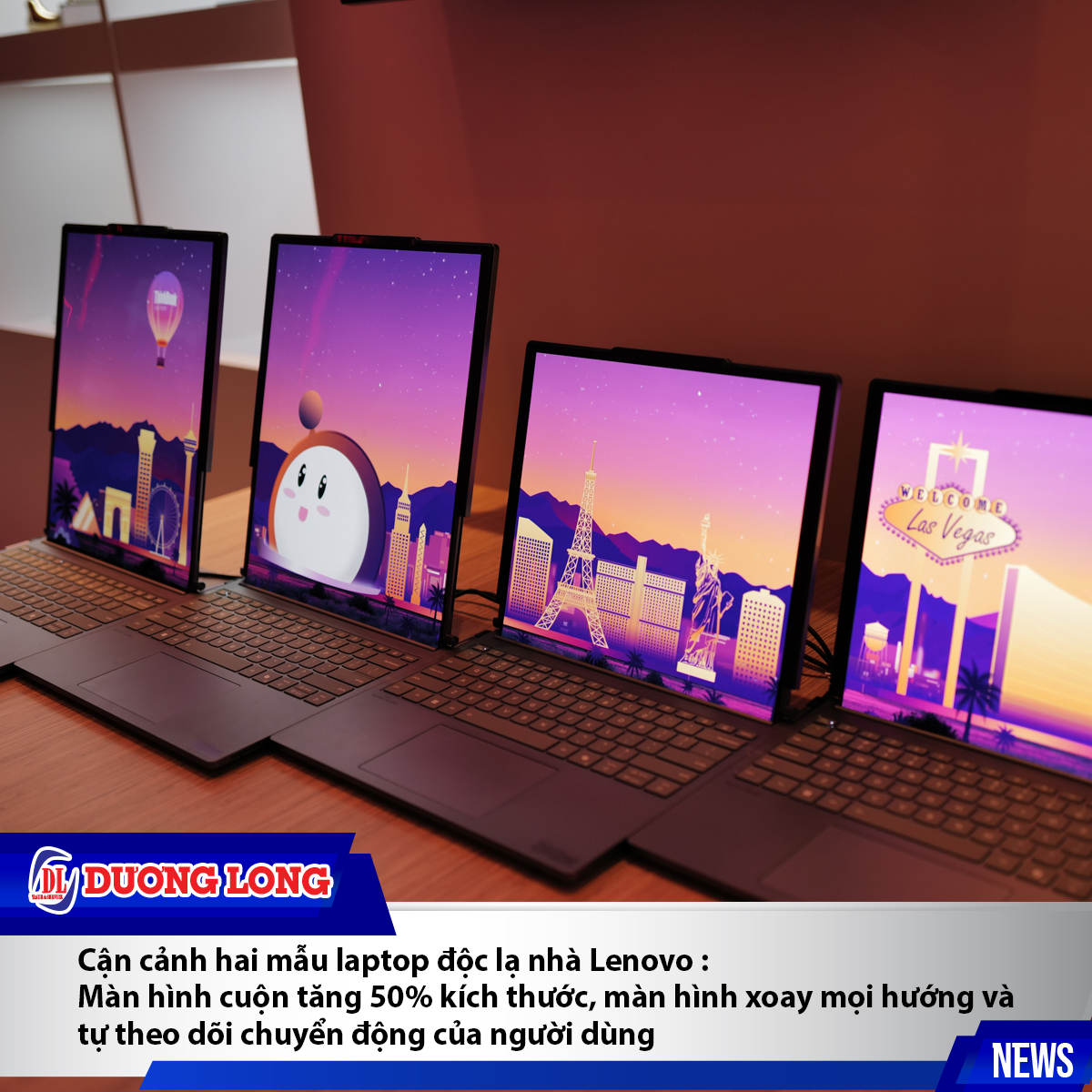 Cận cảnh hai mẫu laptop độc lạ mà Lenovo mang đến CES 2025: Màn hình cuộn tăng 50% kích thước, màn hình xoay mọi hướng và tự theo dõi chuyển động của người dùng
