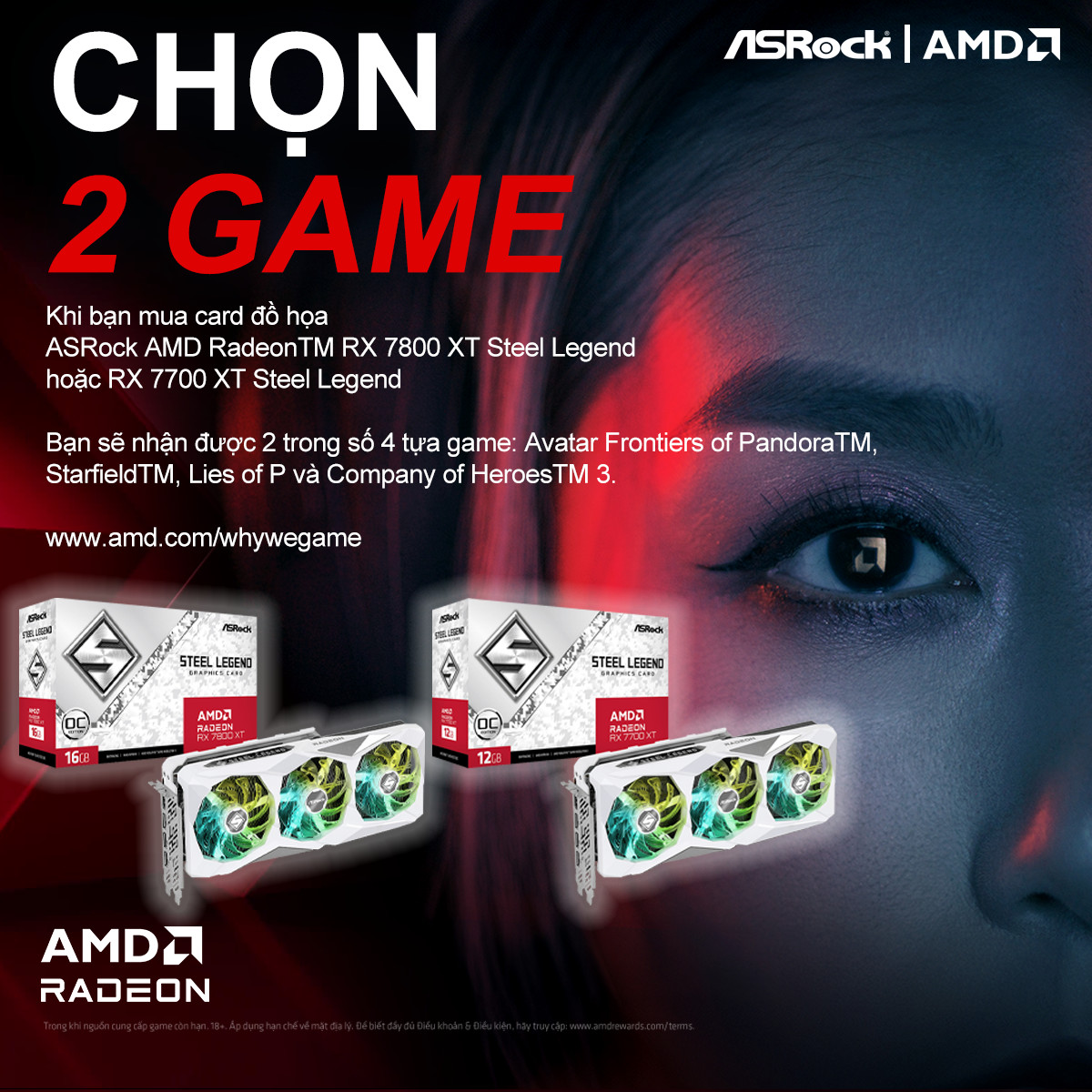 CTKM Tặng code game khi sở hữu VGA Radeon™ RX 7800XT hoặc RX 7700XT