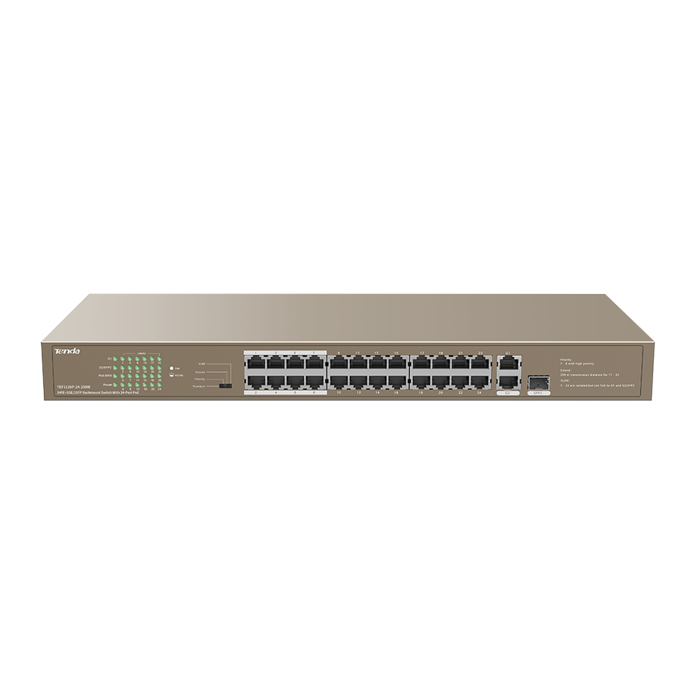 Rackmount Switch With 24-Port PoE TEF1126P-24-250W