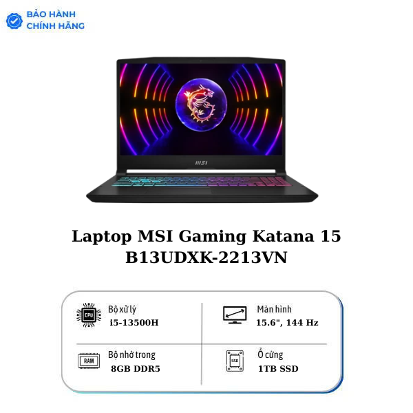 Laptop MSI Gaming Katana 15 B13UDXK-2213VN i5 13500H/16GB/1TB/15.6