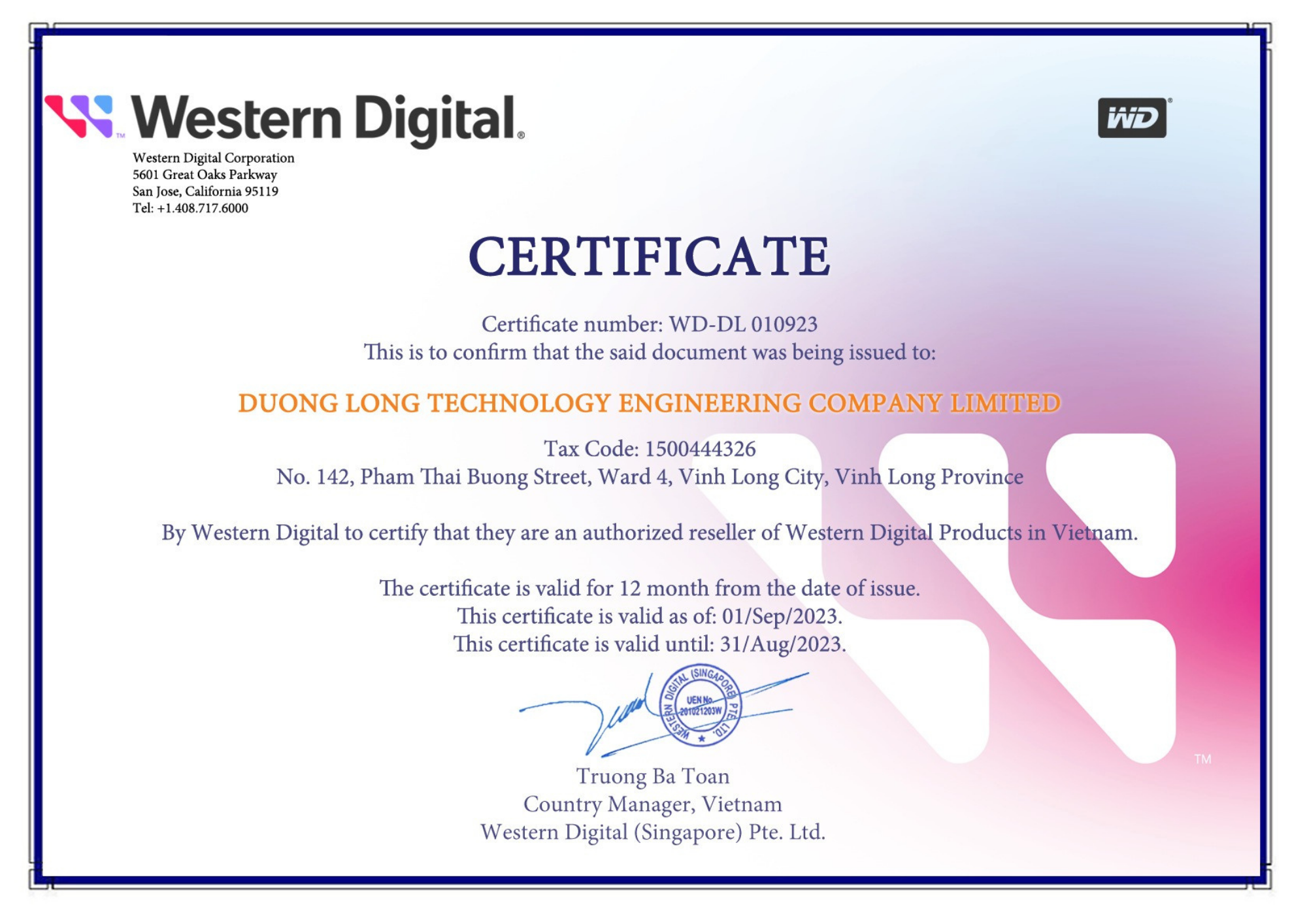 Chứng nhận Western Digital