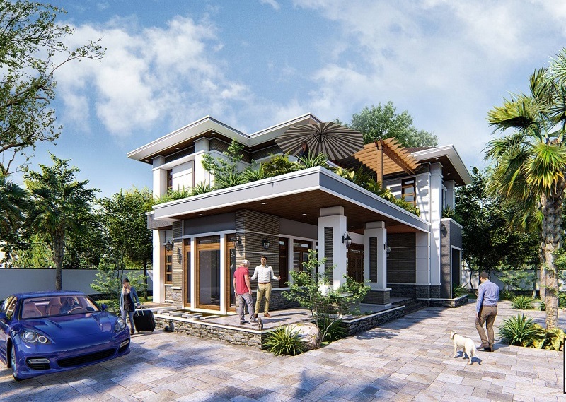 Thiết kế biệt thự sân vườn 300m2 đẹp, cuốn hút