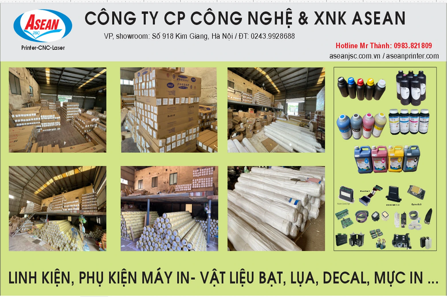 AseanJSC - Địa chỉ bán mực in UV chính hãng chất lượng tại Hà Nội